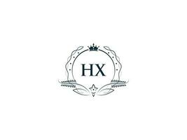 feminino coroa hx rei logotipo, inicial hx xh logotipo carta vetor arte