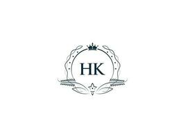 feminino coroa hk rei logotipo, inicial hk kh logotipo carta vetor arte