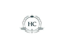 feminino coroa hc rei logotipo, inicial hc CH logotipo carta vetor arte