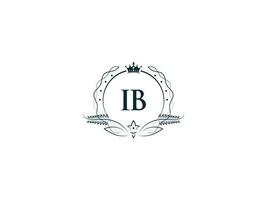 monograma luxo ib logotipo carta, criativo coroa ib bi feminino companhia logotipo vetor