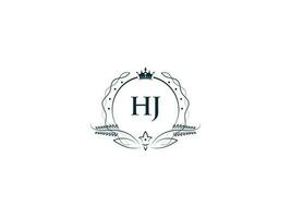 feminino coroa hj rei logotipo, inicial hj jh logotipo carta vetor arte