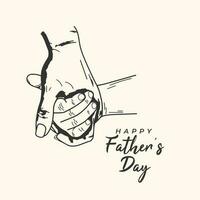 feliz pais dia a pai mão segurando criança mão desenhado esboço vetor