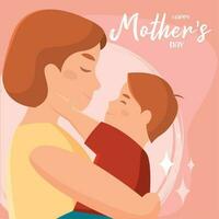 fofa mãe abraçando dela filho feliz mãe dia vetor ilustração