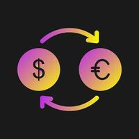 ícone de vetor de dólar para euro