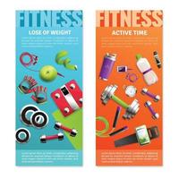 banners verticais de ginásio de fitness definir ilustração vetorial vetor