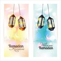ramadan kareem. conjunto de background.banner islâmico. vetor