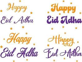 conjunto do feliz eid al adha rotulação. caligrafia vetor ilustração. eid al adha