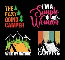 acampamento t camisa Projeto pacote, citações sobre acampamento, aventura, ar livre, acampamento t camisa, caminhada, acampamento tipografia t camisa Projeto coleção vetor