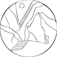 panorama com escadas conduzindo acima para a pedras dentro a círculo vetor ilustração