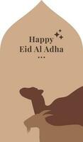 eid al adha cumprimento cartão com camelo e mesquita vetor ilustração Projeto