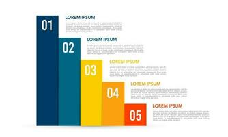 infográfico Barra gráfico 5 passos para sucesso. vetor ilustração.