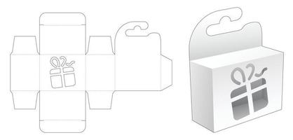 mini-caixa suspensa com molde de estêncil de caixa de presente vetor
