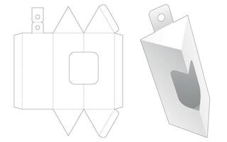 embalagem triangular suspensa com modelo de janela cortada vetor