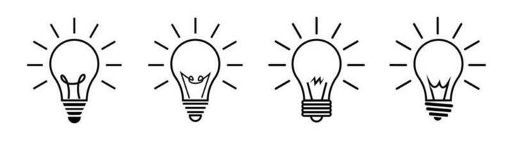 luz lâmpada ícone idéia criatividade ícone conjunto vetor