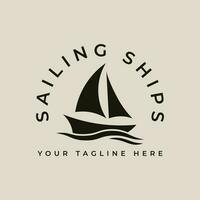 Navegando navio logotipo, ícones, com vintage logotipo vetor símbolo ilustração