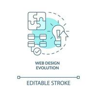 rede Projeto evolução turquesa conceito ícone. rede indústria transformação abstrato idéia fino linha ilustração. isolado esboço desenho. editável acidente vascular encefálico vetor