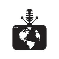 viver podcast microfone com televisão vetor logotipo. podcast microfone e televisão silhueta Projeto.