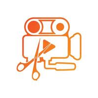 meios de comunicação Câmera e tesouras e jogar botão ícone vídeo Câmera vetor filme Câmera ilustração.