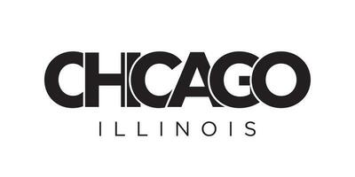 Chicago, Illinois, design de slogan de tipografia dos EUA. logotipo da américa com letras gráficas da cidade para impressão e web. vetor