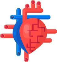 saudável coração órgão artérias embarcações plano ícone vetor