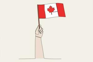 cor ilustração do uma mão levantando uma canadense bandeira vetor