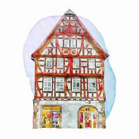 arquitetura seligenstadt Alemanha aguarela mão desenhado ilustração isolado em branco fundo vetor