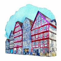 arquitetura melsungen Alemanha aguarela mão desenhado ilustração isolado em branco fundo vetor