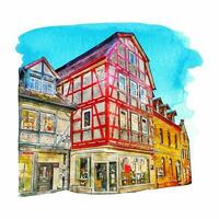 arquitetura homberg Hessen Alemanha aguarela mão desenhado ilustração isolado em branco fundo vetor