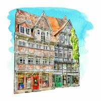 quedlinburg Alemanha aguarela mão desenhado ilustração isolado em branco fundo vetor