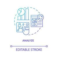 analisar cliente comportamento azul gradiente conceito ícone. pesquisa personalizado dados. marketing estratégia abstrato idéia fino linha ilustração. isolado esboço desenhando vetor