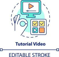 tutorial vídeo conceito ícone. microaprendizagem vídeo tipo abstrato idéia fino linha ilustração. instrutivo método. isolado esboço desenho. editável acidente vascular encefálico vetor