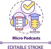 micro podcasts conceito ícone. entregando microaprendizagem opção abstrato idéia fino linha ilustração. ouço para audio contente. isolado esboço desenho. editável acidente vascular encefálico vetor