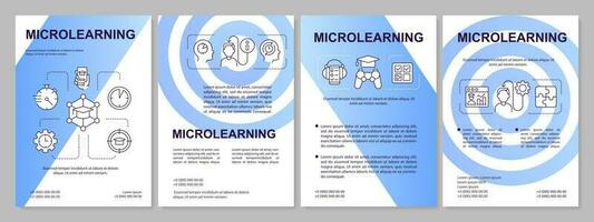 micro Aprendendo aproximação azul gradiente folheto modelo. conhecimento retenção. folheto Projeto com linear ícones. 4 vetor layouts para apresentação, anual relatórios