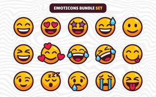 ícone conjunto do fofa emoticons ilustração dentro plano desenho animado estilo vetor