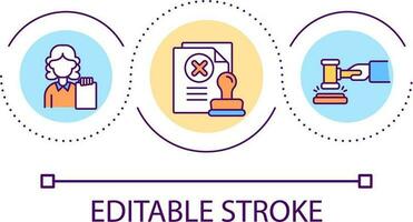 pronunciar sentença ciclo conceito ícone. veredito do culpado. punição para Criminoso atividade abstrato idéia fino linha ilustração. isolado esboço desenho. editável acidente vascular encefálico vetor