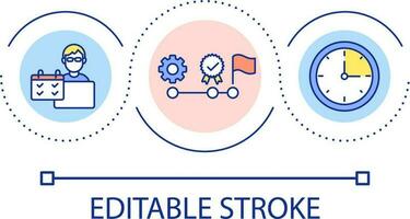 agendamento e planejamento ciclo conceito ícone. trabalhando horas. regular praticando. objetivo realização progresso abstrato idéia fino linha ilustração. isolado esboço desenho. editável acidente vascular encefálico vetor