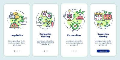 métodos do jardinagem onboarding Móvel aplicativo tela. eficaz plantio passo a passo 4 passos editável gráfico instruções com linear conceitos. interface do usuário, ux, gui modelo vetor