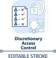 discricionário Acesso ao controle luz azul conceito ícone. segurança gestão abstrato idéia fino linha ilustração. isolado esboço desenho. editável acidente vascular encefálico vetor