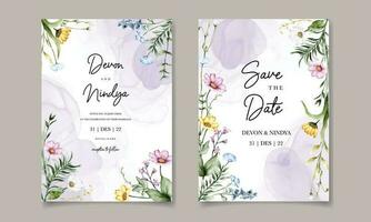 Casamento convite cartão com lindo aguarela flores vetor