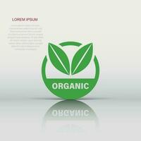 orgânico rótulo crachá vetor ícone dentro plano estilo. eco bio produtos carimbo ilustração em branco isolado fundo. eco natural Comida conceito.