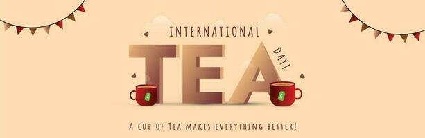 internacional chá dia. 21 pode feliz chá dia celebração bandeira com dois copos do chá e saquinhos de chá. restaurante consciência postar para café amantes. copo cheio do quente chá. vetor poster para social meios de comunicação