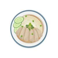hainanês frango arroz vetor ilustração logotipo em uma prato
