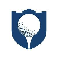 logotipo de golfe com elementos de design de bola. pode ser usado para empresas de equipamentos de golfe. vetor