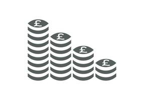 britânico libra moedas pilhas ícone vetor ilustração em fundo