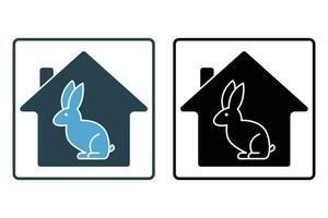Coelho animal casa ícone. sólido ícone estilo. ícone relacionado para animal Cuidado. simples vetor Projeto editável