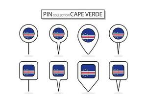 conjunto do plano PIN capa verde bandeira ícone dentro diverso formas plano PIN ícone ilustração Projeto. vetor