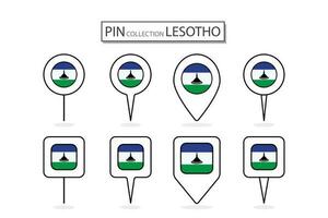 conjunto do plano PIN Lesoto bandeira ícone dentro diverso formas plano PIN ícone ilustração Projeto. vetor