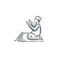 jovem rezar ilustração desenhada à mão islâmica vetor