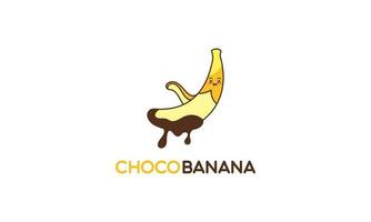 chocolate banana logotipo ilustração com engraçado personagem vetor