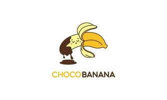 chocolate banana logotipo ilustração com engraçado personagem vetor